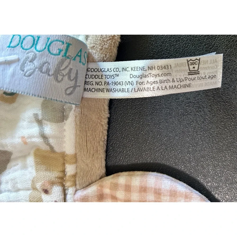 Douglas Baby Stanley Sloth Blanki Lovey White Brown Cotton Muslin Cuddly Blanket